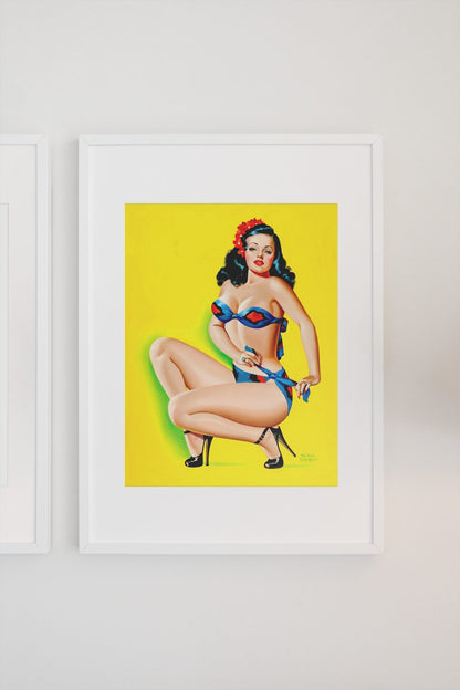 Aloha Blue Bikini poster on a light wall