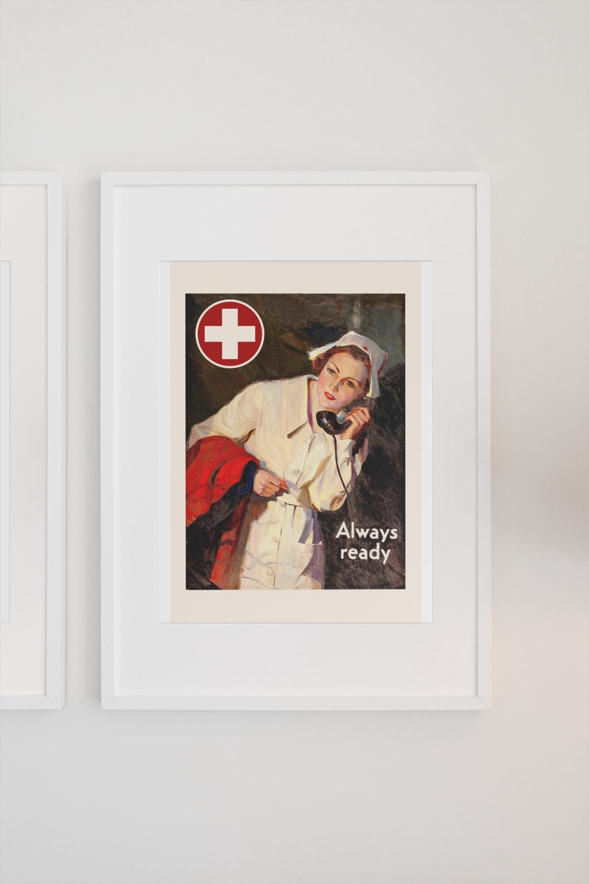 Always Ready Red Cross Nurse poster on a light wall