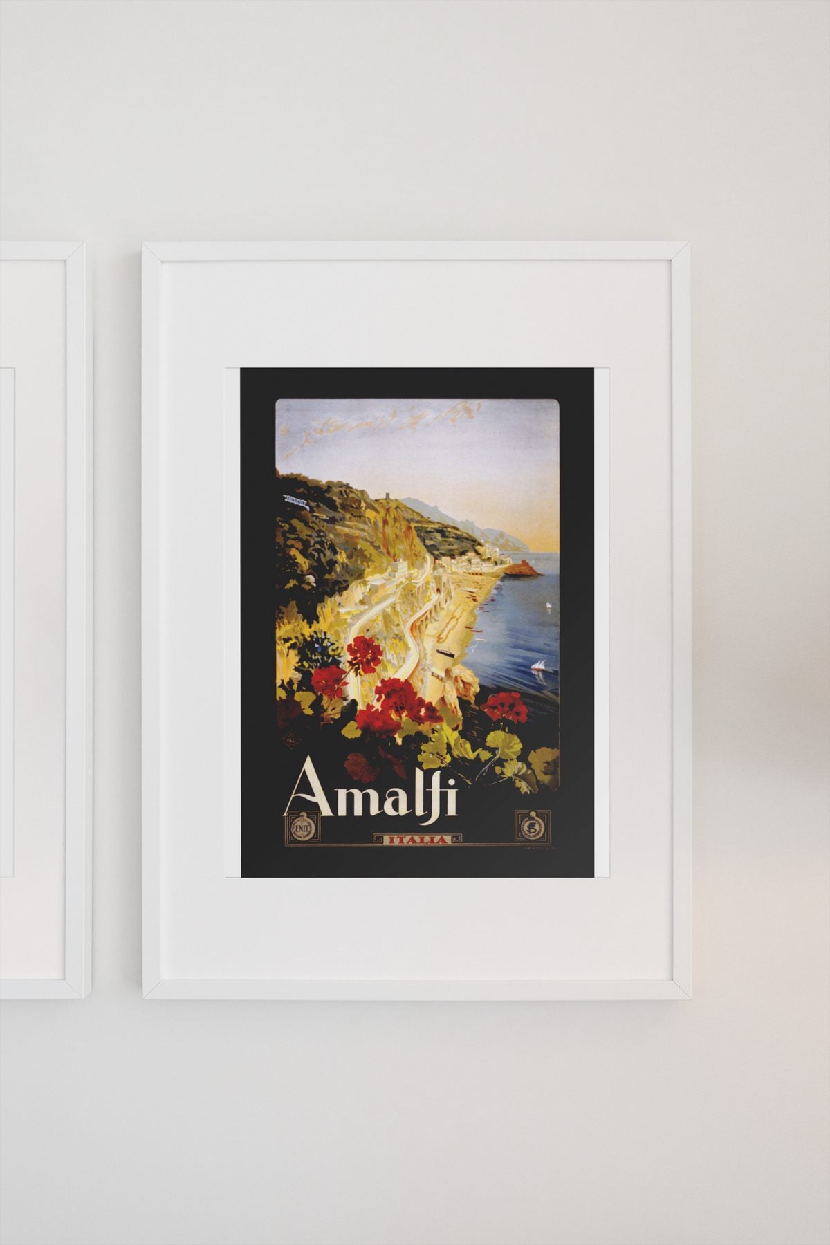 Amalfi Italy poster on a light wall