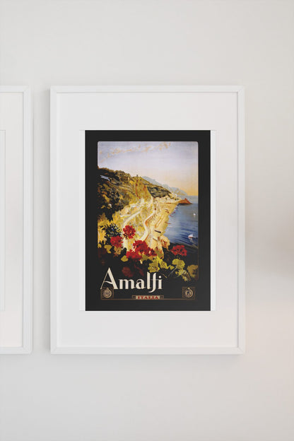 Amalfi Italy poster on a light wall