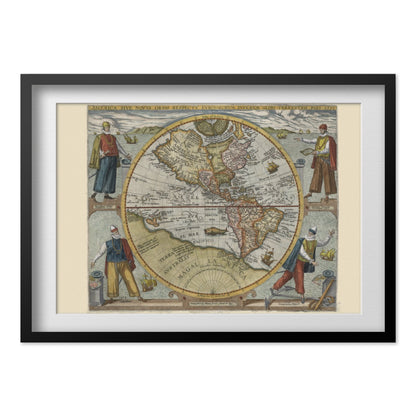 America sive Novus Orbis 1596 print in a black frame