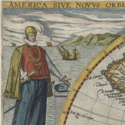 Close-up detail of the America sive Novus Orbis 1596 print