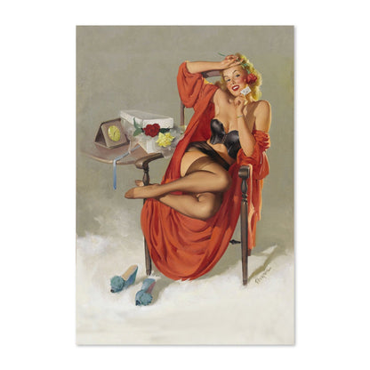 American Beauty by Gil Elvgren, pin-up poster — framed print