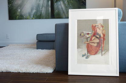 American Beauty by Gil Elvgren, pin-up poster — living room wall