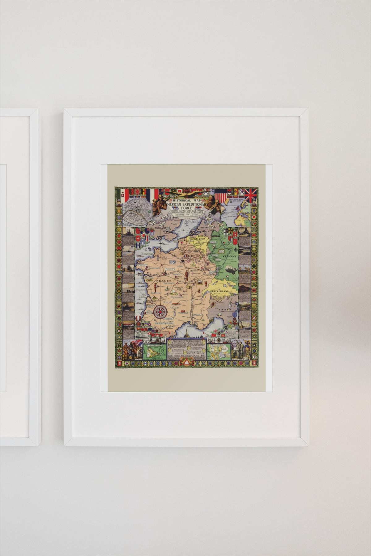 American Expeditionary Forces Battle Map poster on a light wall