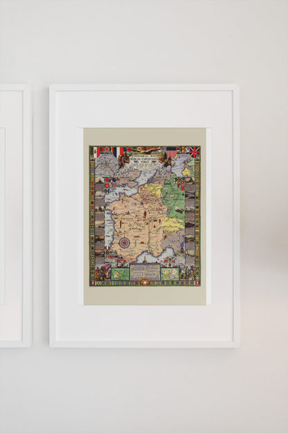 American Expeditionary Forces Battle Map poster on a light wall