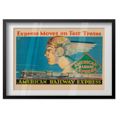 American Railway Express — Mercury poster in a black frame