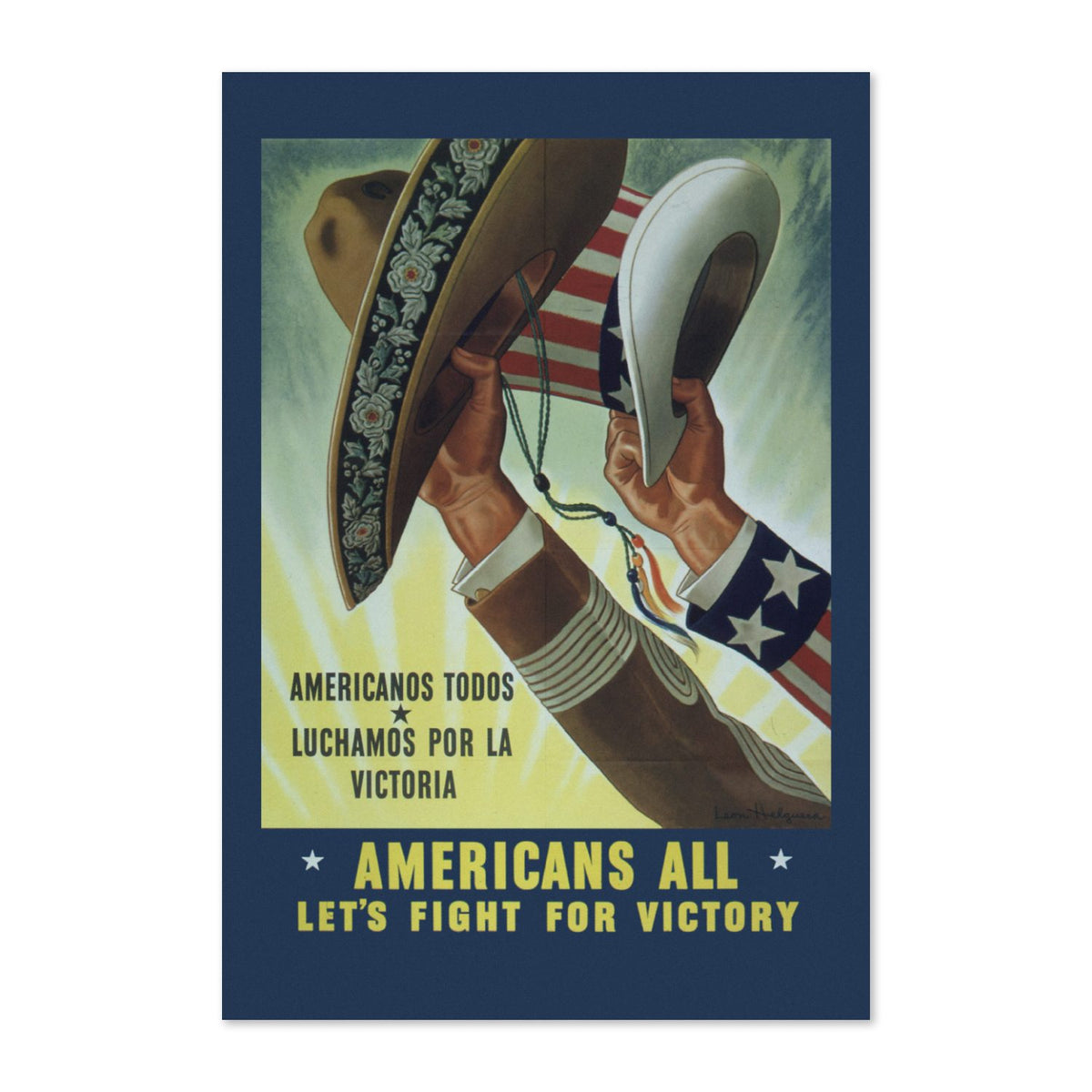 Americans All Lets Fight for Victory poster print