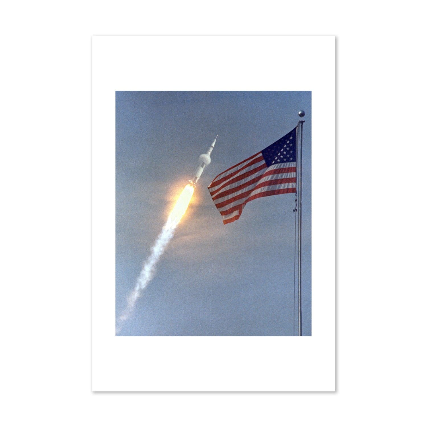 Apollo 11 rocket launch with the US flag poster print