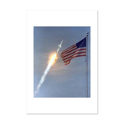Apollo 11 rocket launch with the US flag poster print