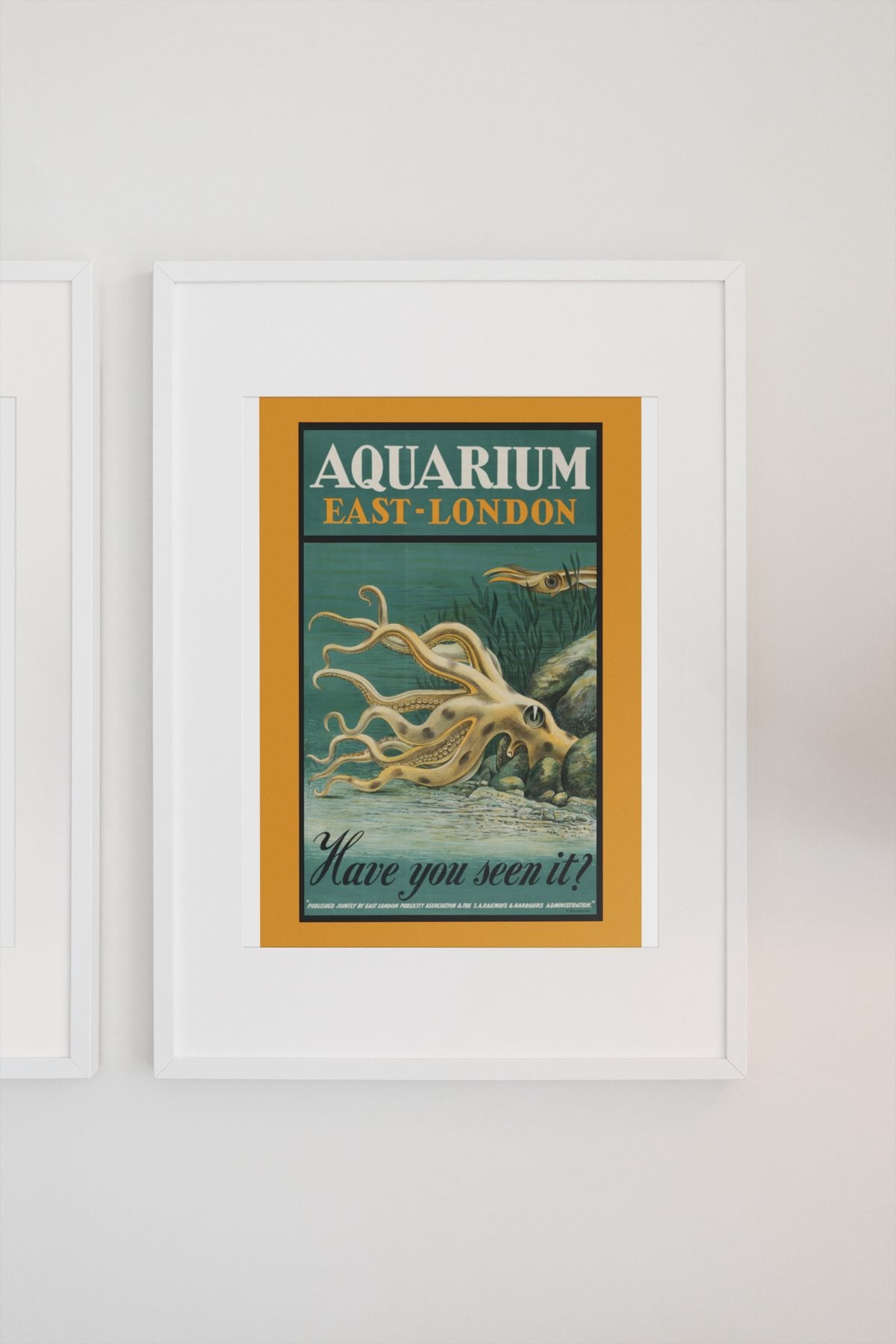 Aquarium East London Octopus poster on a light wall