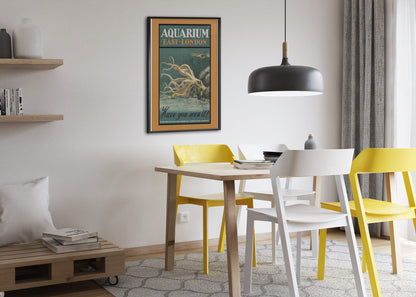 Aquarium East London Octopus poster framed above a dining table