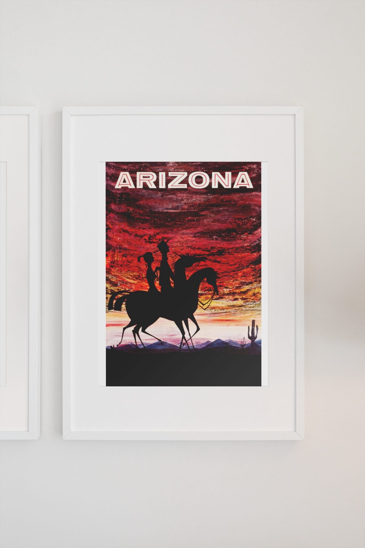 Arizona Desert Sunset poster on a light wall