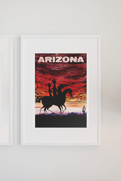 Arizona Desert Sunset poster on a light wall