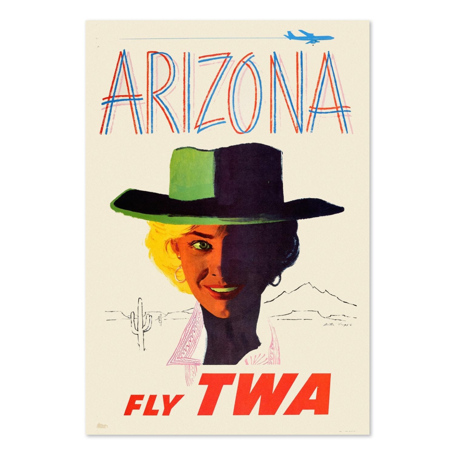 Arizona Fly TWA Cowgirl poster print