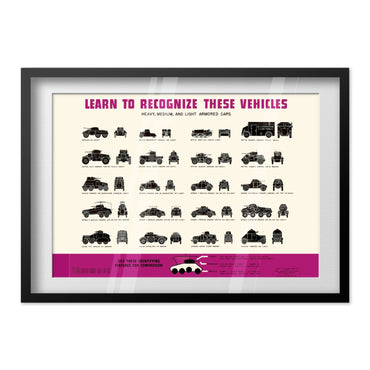 Armored Car Recognition Chart poster in a black frame