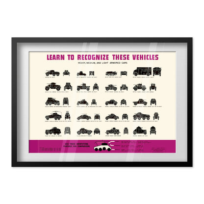Armored Car Recognition Chart poster in a black frame