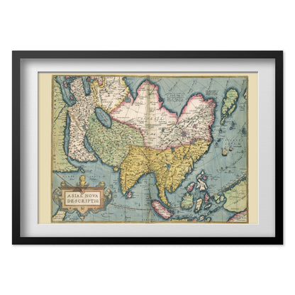 Asia 1570 Ortelius Map print in a black frame