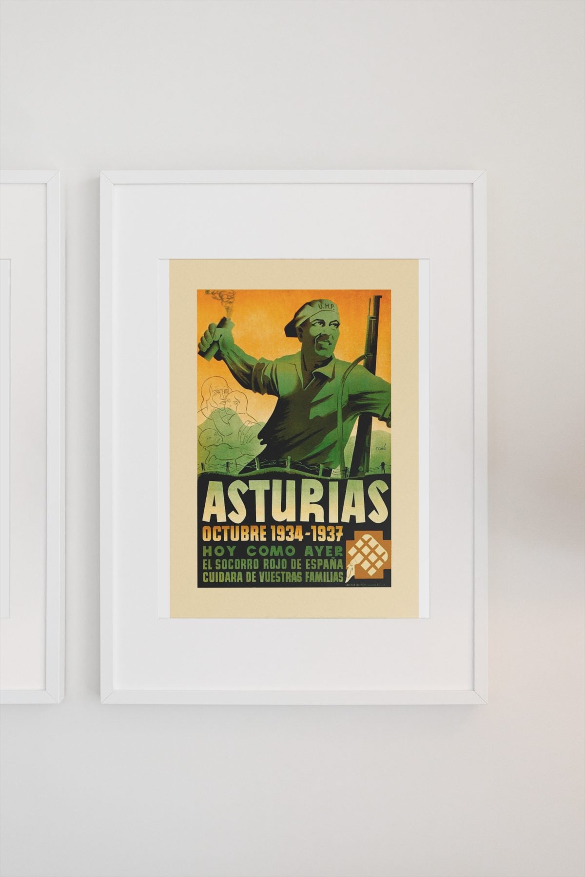 Asturias 1934-1937 poster on a light wall