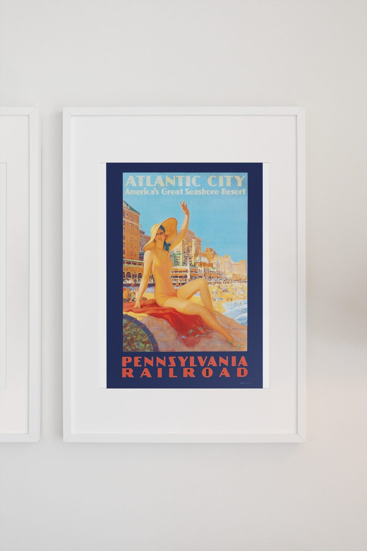 Atlantic City Pennsylvania Railroad poster on a light wall