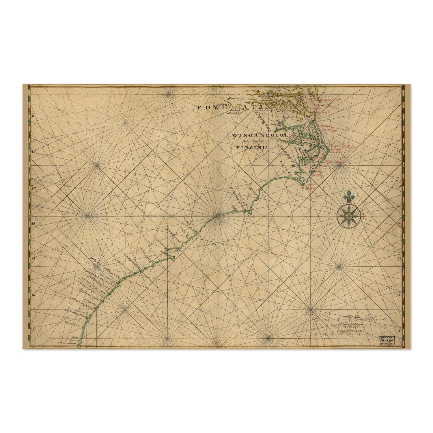 Atlantic Coast 1639 Chart vintage print