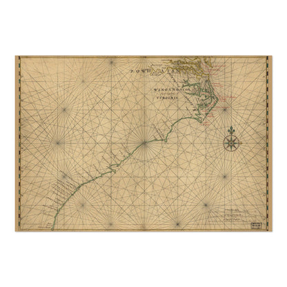 Atlantic Coast 1639 Chart vintage print