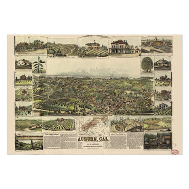 Auburn 1887 Panoramic Map poster print