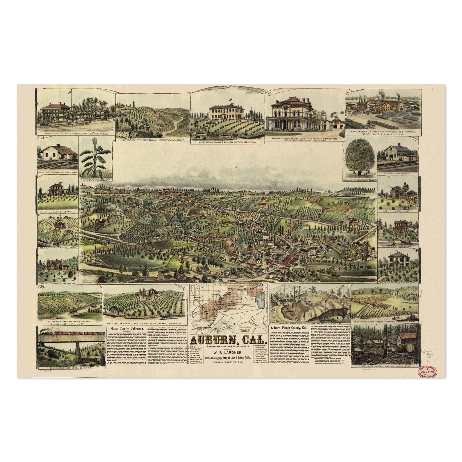 Auburn 1887 Panoramic Map poster print