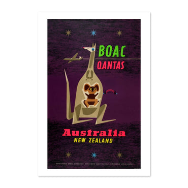 Australia New Zealand BOAC Qantas poster print
