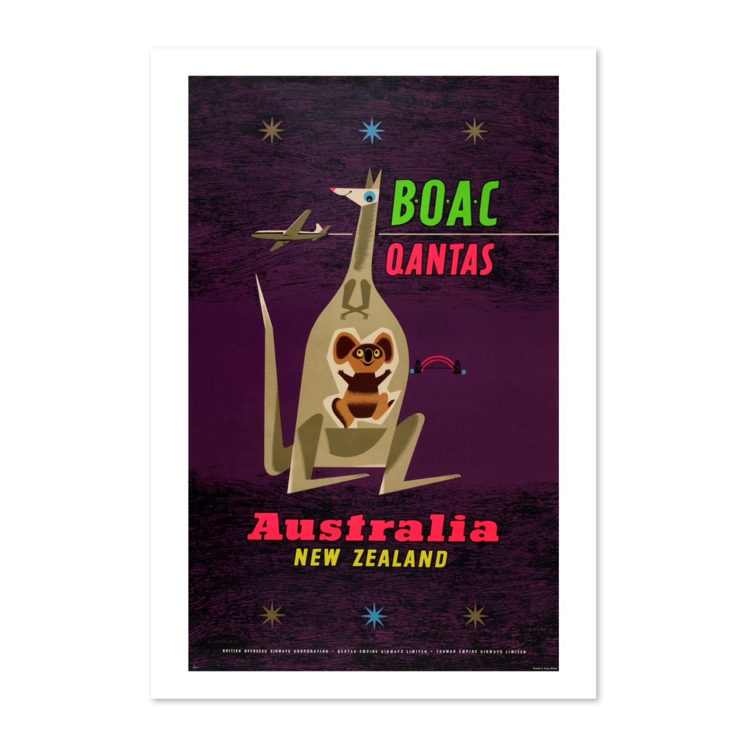 Australia New Zealand BOAC Qantas poster print