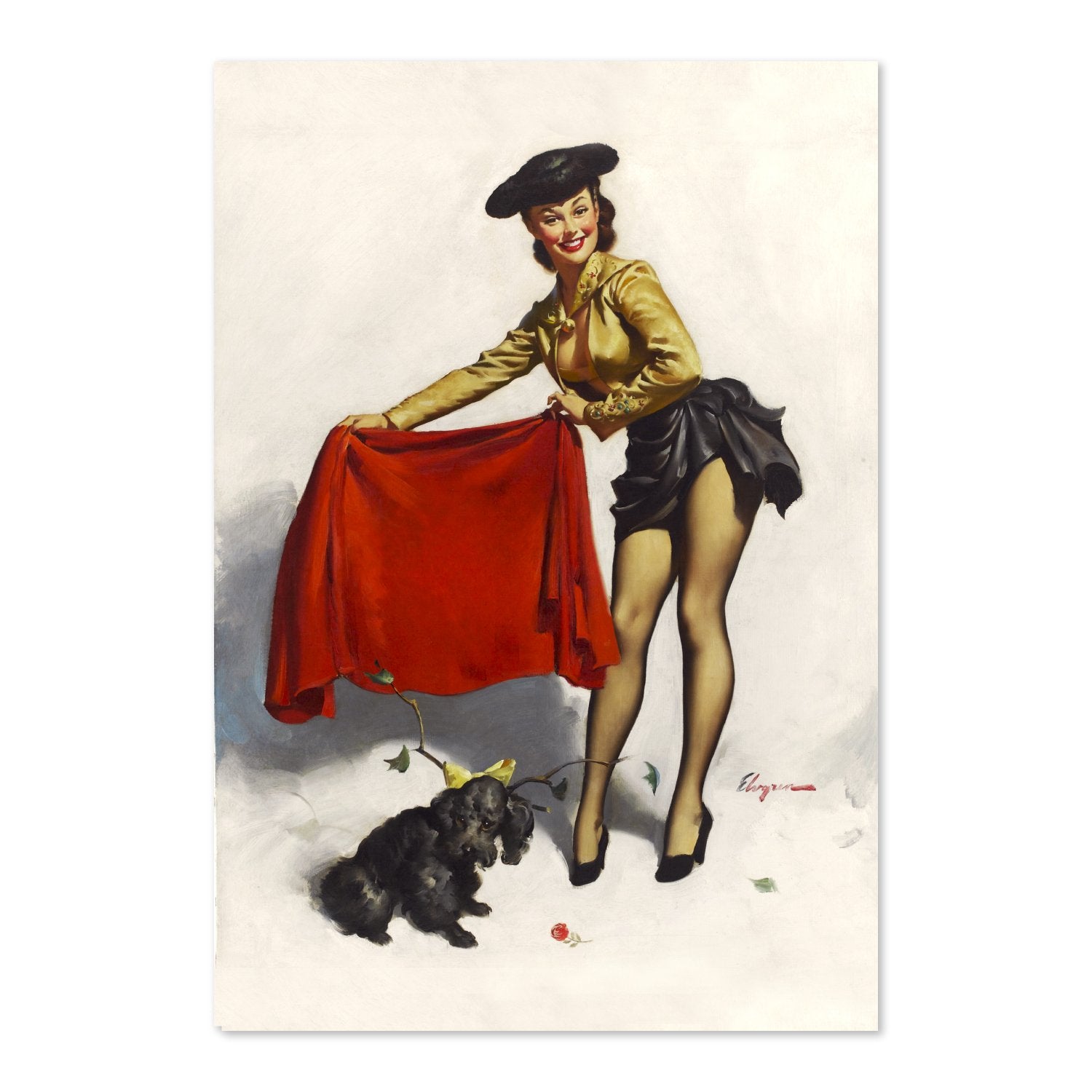 Aw-Come On! by Gil Elvgren, pin-up poster — framed print