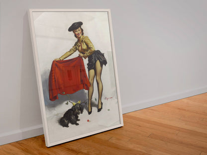 Aw-Come On! by Gil Elvgren, pin-up poster — leaning frame