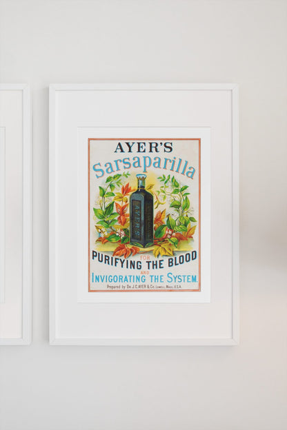 Ayers Sarsaparilla poster on a light wall