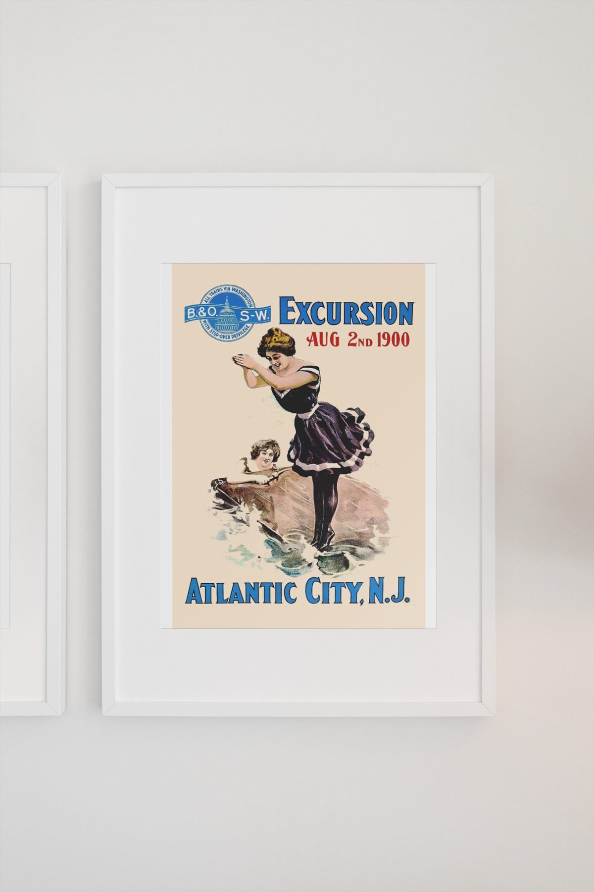 B and O Railroad Atlantic City poster on a light wall