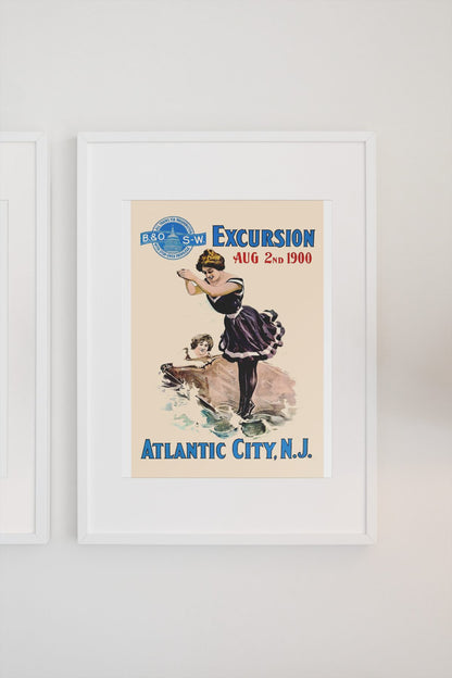 B and O Railroad Atlantic City poster on a light wall