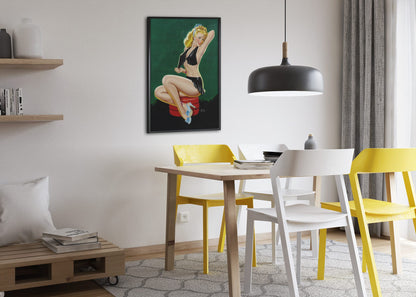 Babe in Black poster framed above a dining table