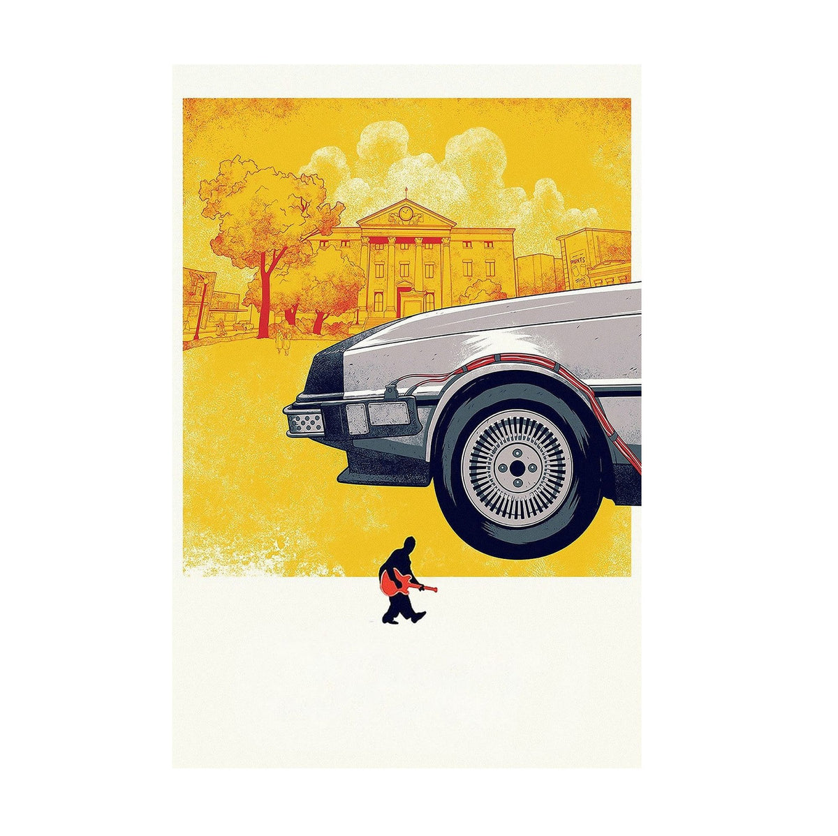 Back to the Future (1985) Movie DeLorean Illustrated Art poster print
