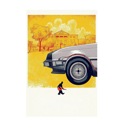 Back to the Future (1985) Movie DeLorean Illustrated Art poster print