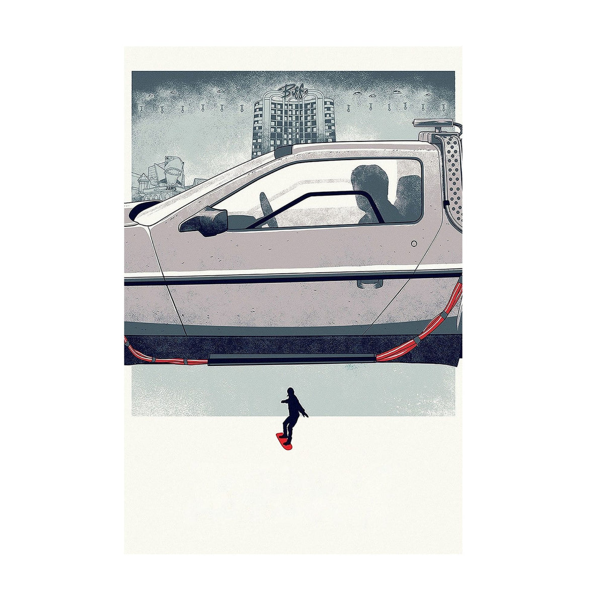 Back to the Future Part II (1989) Movie DeLorean Hover Art poster print
