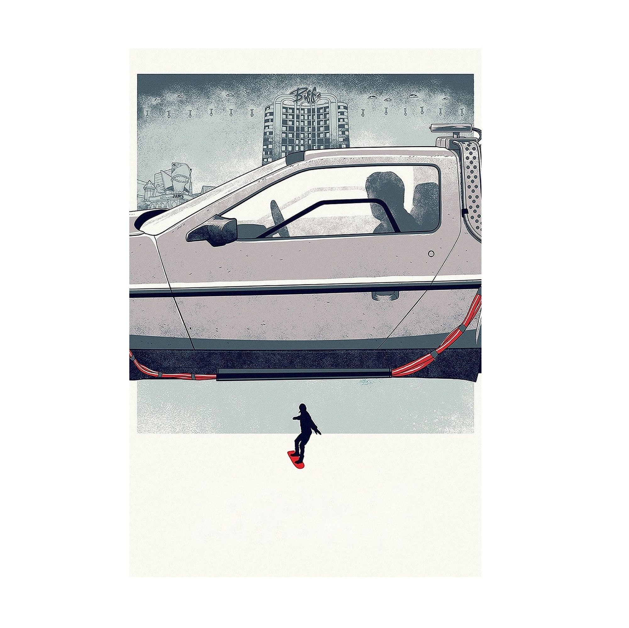 Back to the Future Part II (1989) Movie DeLorean Hover Art poster print