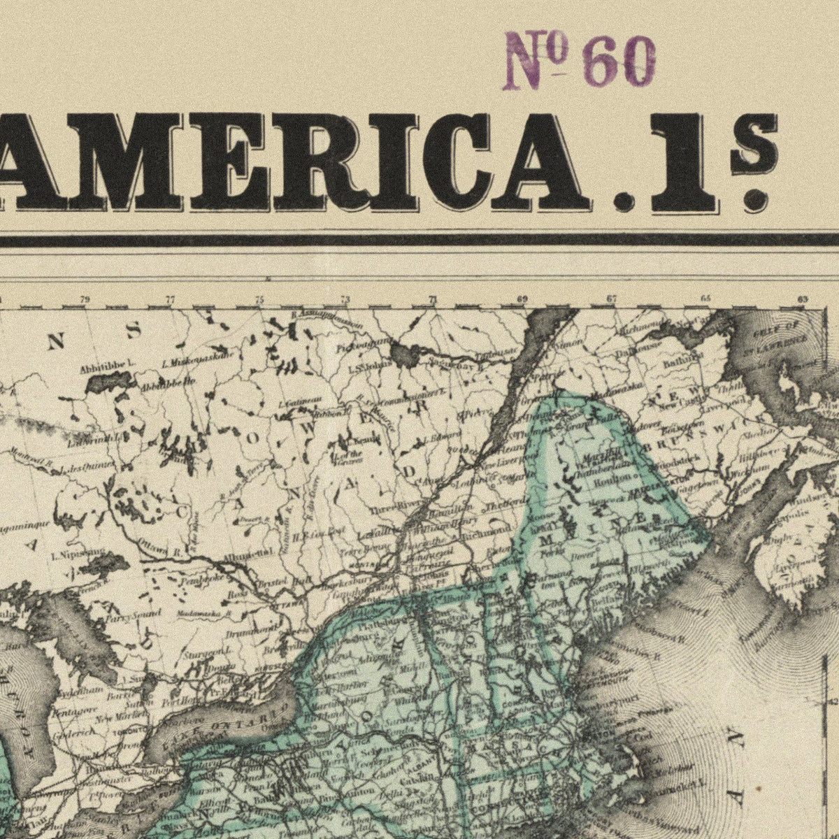 Close-up detail of the Bacon’s Military Map of America 1862