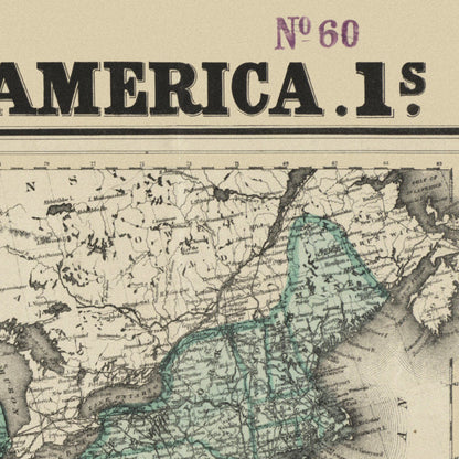 Close-up detail of the Bacon’s Military Map of America 1862