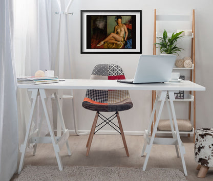 Ballerina by Gil Elvgren, pin-up poster — desk styling