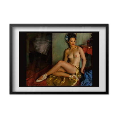 Ballerina by Gil Elvgren, pin-up poster — black frame close-up