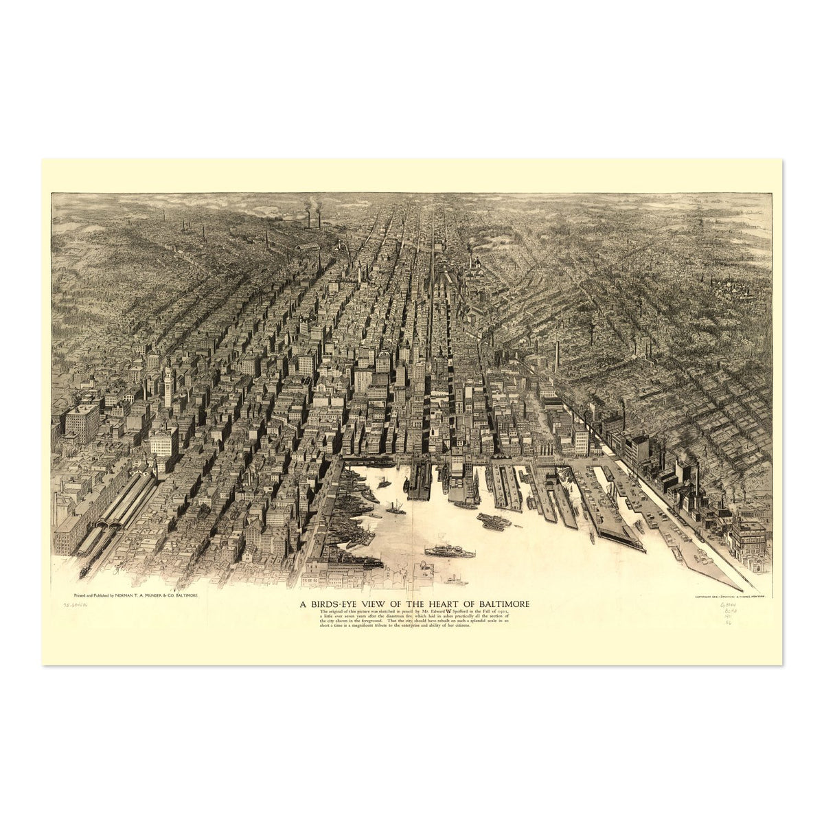 Baltimore 1912 Panoramic Map poster print