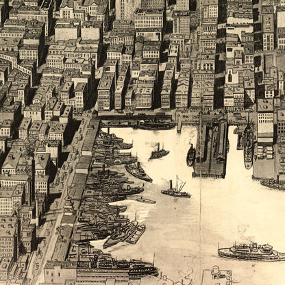 Close-up detail of the Baltimore 1912 Panoramic Map print