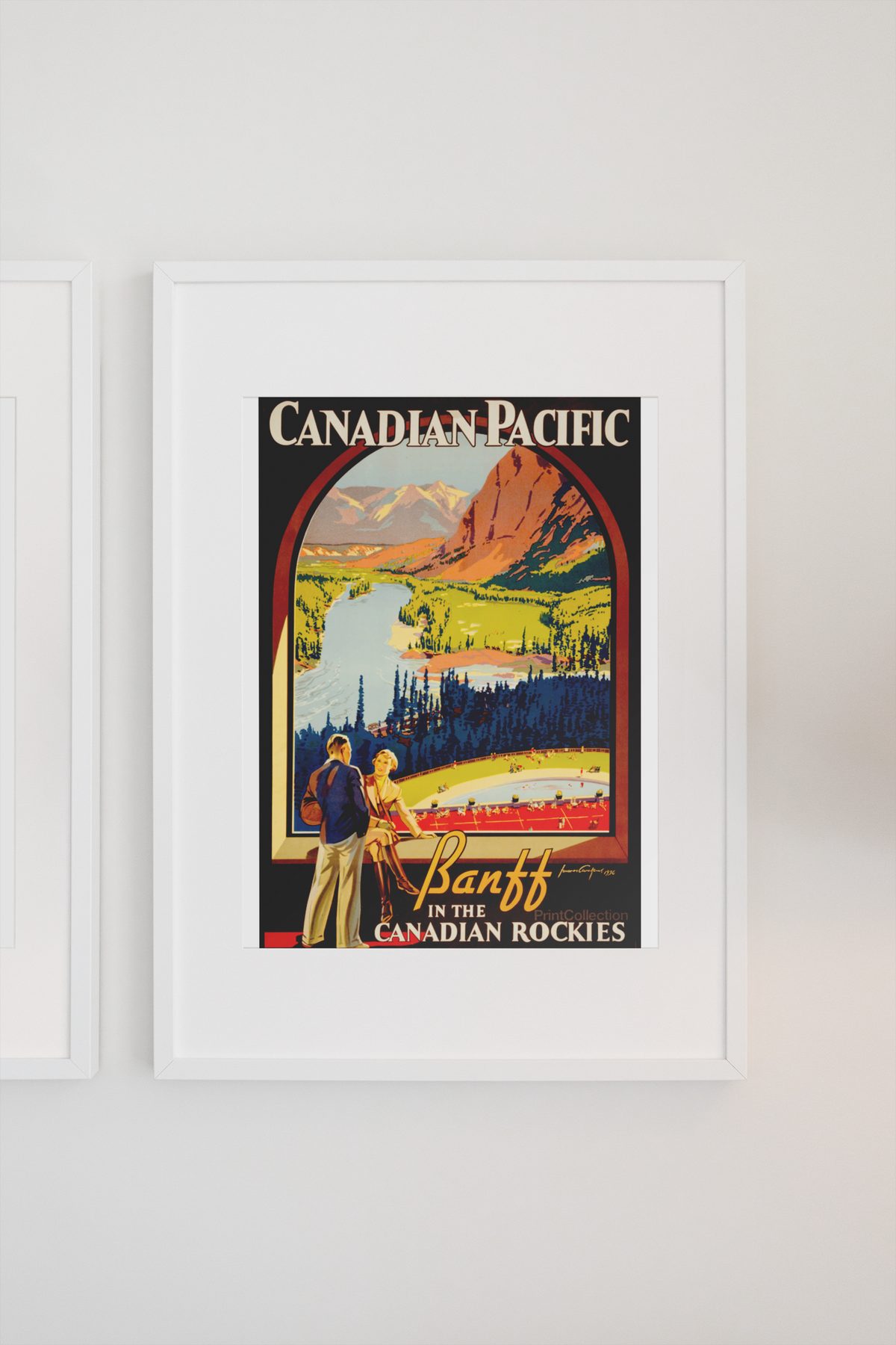 Banff Canadian Rockies poster on a light wall