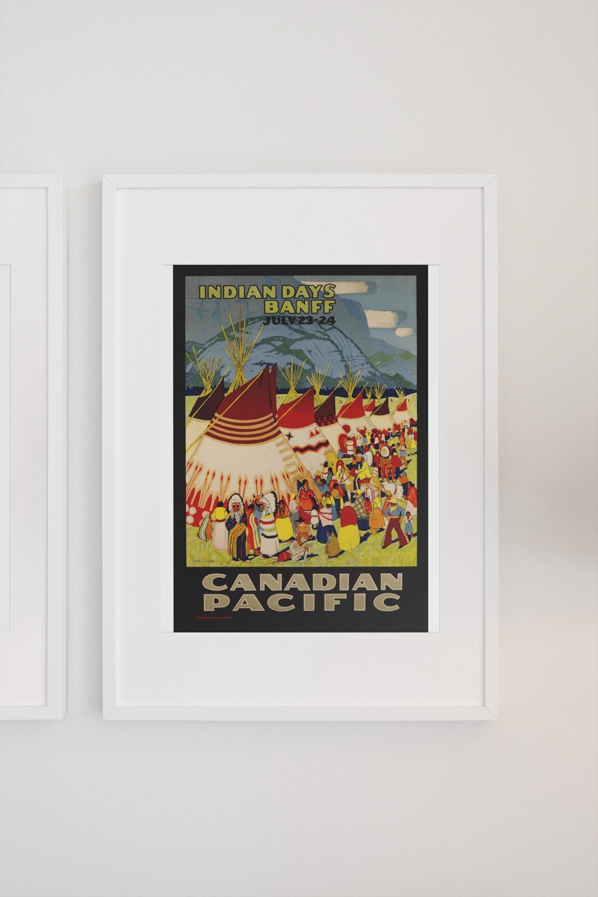 Banff Indian Days — Canadian Pacific poster on a light wall