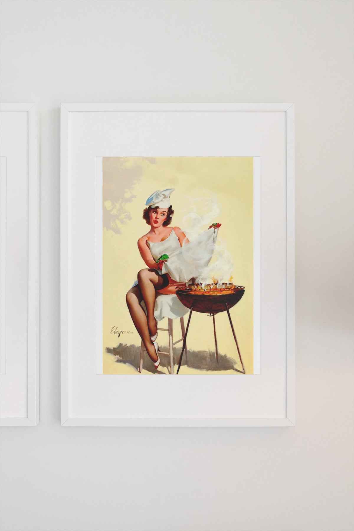 Barbecutie by Gil Elvgren, pin-up poster — gallery wall