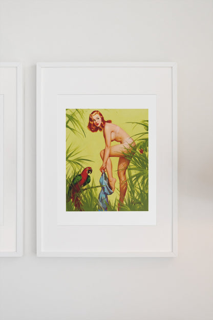 Bare Essentials by Gil Elvgren, pin-up poster — gallery wall